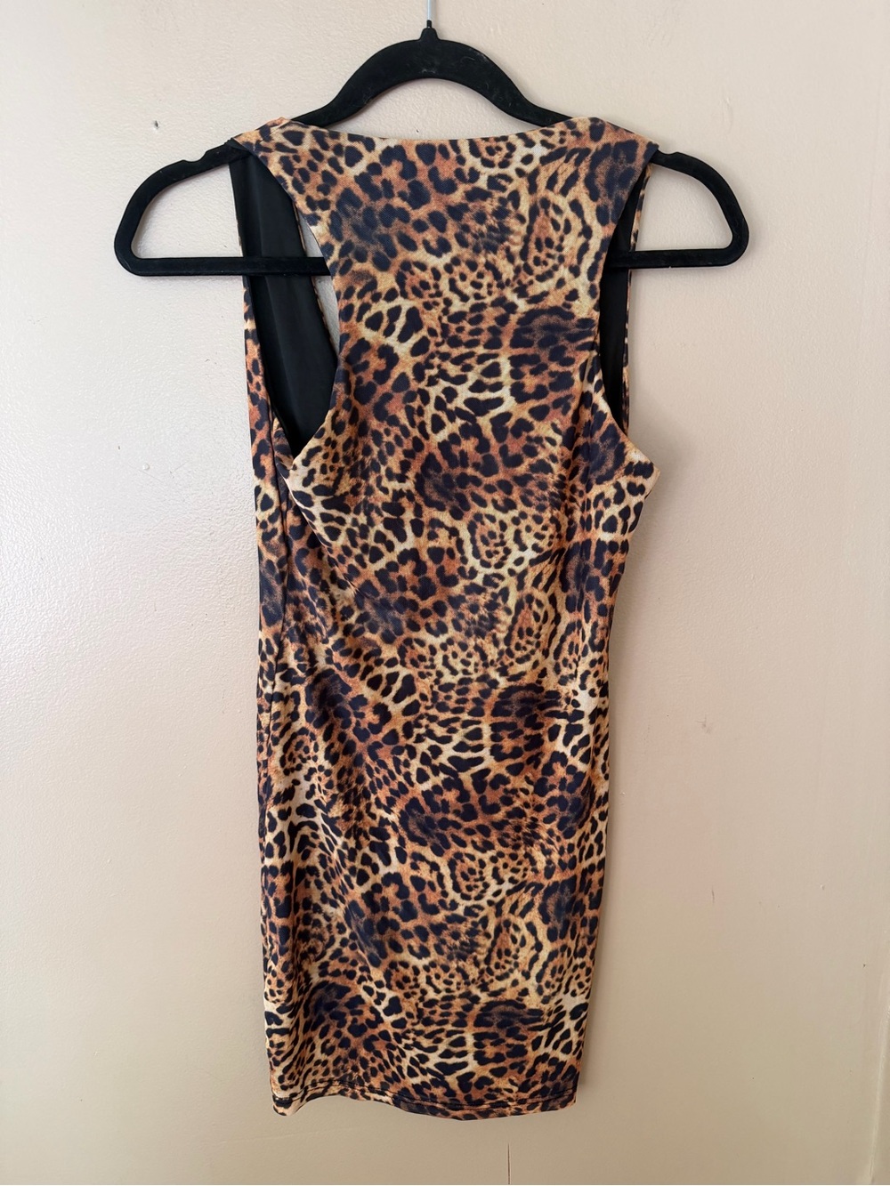 superdown Rupa Mini Dress Tan Leopard Print Tie-Front stretch Revolve S - Picture 5 of 7